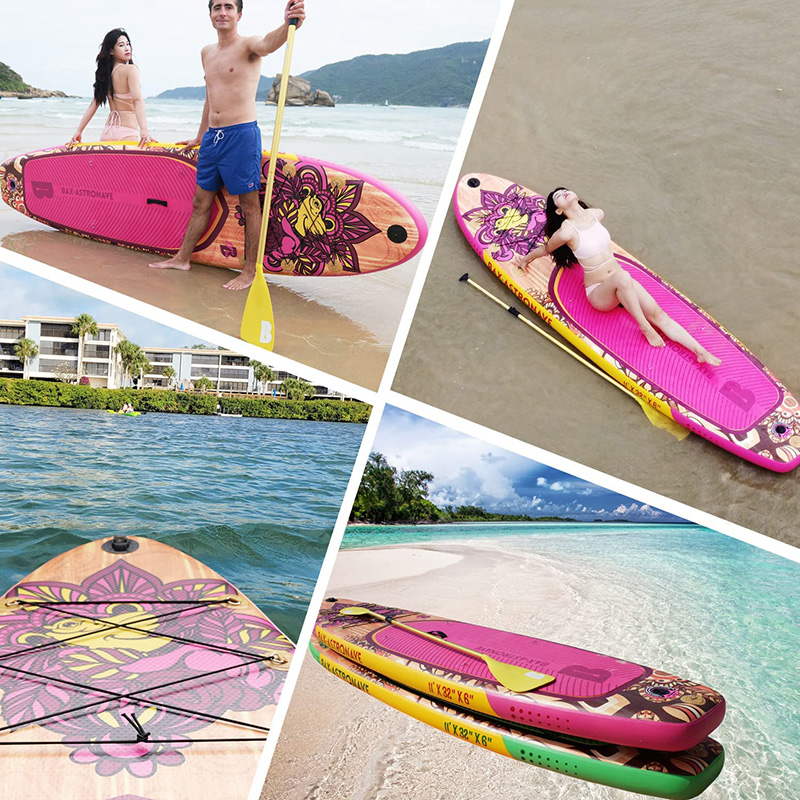 Tabla de SUP inflable de color rosa redonda