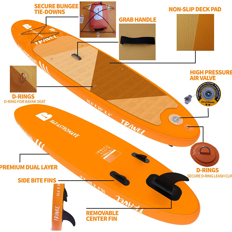 Tabla de sup inflable color naranja.